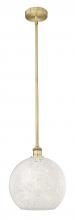  616-1S-BB-G1216-12WM - White Mouchette - 1 Light - 12 inch - Brushed Brass - Stem Hung - Mini Pendant