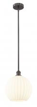  616-1S-OB-G1217-12WV - White Venetian - 1 Light - 12 inch - Oil Rubbed Bronze - Stem Hung - Mini Pendant