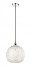  616-1S-PN-G1216-14WM - White Mouchette - 1 Light - 14 inch - Polished Nickel - Stem Hung - Pendant