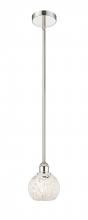  616-1S-PN-G1216-6WM - White Mouchette - 1 Light - 6 inch - Polished Nickel - Stem Hung - Mini Pendant