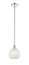  616-1S-PN-G1216-8WM - White Mouchette - 1 Light - 8 inch - Polished Nickel - Stem Hung - Mini Pendant