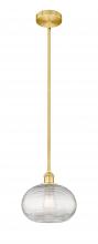  616-1S-SG-G555-10CL - Ithaca - 1 Light - 10 inch - Satin Gold - Cord hung - Mini Pendant