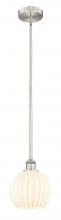  616-1S-SN-G1217-8WV - White Venetian - 1 Light - 8 inch - Brushed Satin Nickel - Stem Hung - Mini Pendant