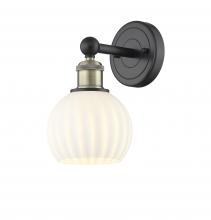  616-1W-BAB-G1217-6WV - White Venetian - 1 Light - 6 inch - Black Antique Brass - Sconce