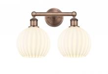  616-2W-AC-G1217-8WV - White Venetian - 2 Light - 17 inch - Antique Copper - Bath Vanity Light