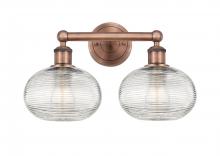  616-2W-AC-G555-8CL - Ithaca - 2 Light - 17 inch - Antique Copper - Bath Vanity Light