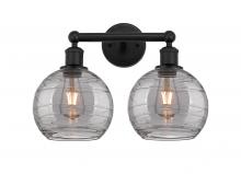  616-2W-BK-G1213-8SM - Athens Deco Swirl - 2 Light - 17 inch - Matte Black - Bath Vanity Light