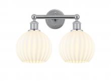  616-2W-PC-G1217-8WV - White Venetian - 2 Light - 17 inch - Polished Chrome - Bath Vanity Light