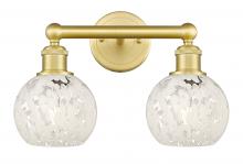  616-2W-SG-G1216-6WM - White Mouchette - 2 Light - 15 inch - Satin Gold - Bath Vanity Light