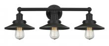  616-3W-BK-M6-BK - Railroad - 3 Light - 26 inch - Matte Black - Bath Vanity Light