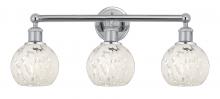  616-3W-PC-G1216-6WM - White Mouchette - 3 Light - 24 inch - Polished Chrome - Bath Vanity Light