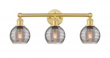  616-3W-SG-G1213-6SM - Athens Deco Swirl - 3 Light - 24 inch - Satin Gold - Bath Vanity Light