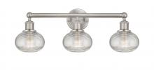  616-3W-SN-G555-6CL - Ithaca - 3 Light - 24 inch - Brushed Satin Nickel - Bath Vanity Light