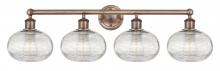  616-4W-AC-G555-8CL - Ithaca - 4 Light - 35 inch - Antique Copper - Bath Vanity Light