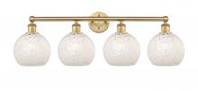  616-4W-BB-G1216-8WM - White Mouchette - 4 Light - 35 inch - Brushed Brass - Bath Vanity Light