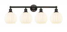  616-4W-OB-G1217-8WV - White Venetian - 4 Light - 35 inch - Oil Rubbed Bronze - Bath Vanity Light