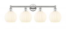  616-4W-PN-G1217-8WV - White Venetian - 4 Light - 35 inch - Polished Nickel - Bath Vanity Light