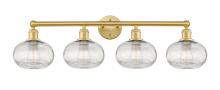  616-4W-SG-G555-8CL - Ithaca - 4 Light - 35 inch - Satin Gold - Bath Vanity Light