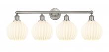  616-4W-SN-G1217-8WV - White Venetian - 4 Light - 35 inch - Satin Nickel - Bath Vanity Light