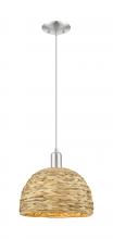Innovations Lighting 716-1P-SN-RBD-12-NAT - Woven Rattan - 1 Light - 12 inch - Brushed Satin Nickel - Cord hung - Mini Pendant