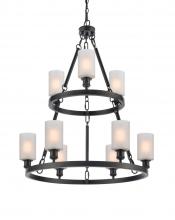  8203-BK-G801-LED - Clymer - 9 Light - 30 inch - Matte Black - Chain Hung - Chandelier