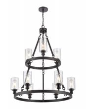  8203-BK-G804 - Clymer - 9 Light - 30 inch - Matte Black - Chain Hung - Chandelier