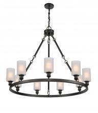  840-BK-G801-LED - Clymer - 9 Light - 40 inch - Matte Black - Chain Hung - Chandelier