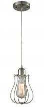  900-1P-SN-CE513-SN-LED - Muselet - 1 Light - 6 inch - Brushed Satin Nickel - Cord hung - Mini Pendant