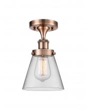  916-1C-AC-G62-LED - Cone - 1 Light - 6 inch - Antique Copper - Semi-Flush Mount