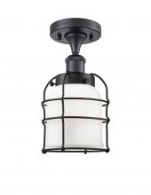  916-1C-BK-G51-CE - Bell Cage - 1 Light - 5 inch - Matte Black - Semi-Flush Mount