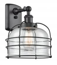  916-1W-BK-G74-CE - Bell Cage - 1 Light - 8 inch - Matte Black - Sconce