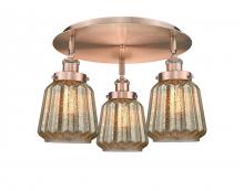  916-3C-AC-G146 - Chatham - 3 Light - 19 inch - Antique Copper - Flush Mount