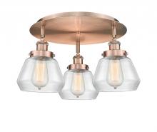  916-3C-AC-G172 - Fulton - 3 Light - 19 inch - Antique Copper - Flush Mount