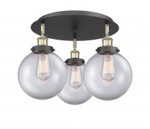  916-3C-BAB-G202-8 - Whitney - 3 Light - 20 inch - Black Antique Brass - Flush Mount