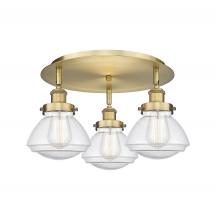  916-3C-BB-G324 - Olean - 3 Light - 19 inch - Brushed Brass - Flush Mount