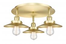  916-3C-SG-M4-SG - Edison - 3 Light - 20 inch - Satin Gold - Flush Mount