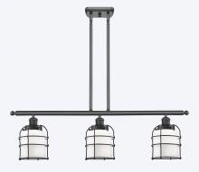  916-3I-BK-G51-CE - Bell Cage - 3 Light - 36 inch - Matte Black - Stem Hung - Island Light