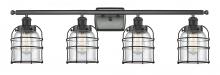  916-4W-BK-G52-CE - Bell Cage - 4 Light - 36 inch - Matte Black - Bath Vanity Light