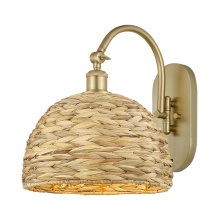 Innovations Lighting 918-1W-SG-RBD-12-NAT - Woven Rattan - 1 Light - 12 inch - Satin Gold - Sconce