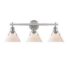 Golden 3306-BA3 PW-OP - Orwell 3-Light Vanity Light in Pewter with Opal Glass