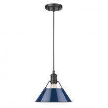 Golden 3306-M BLK-NVY - Orwell 10" Wide Medium Pendant in Matte Black with Matte Navy