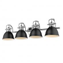 Golden 3602-BA4 CH-BLK - Duncan CH 4 Light Bath Vanity in Chrome with Matte Black Shades