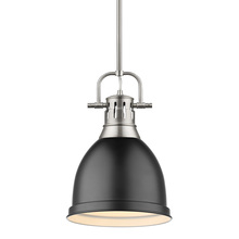 Golden 3604-S PW-BLK - Duncan Small Pendant with Rod in Pewter with a Matte Black Shade