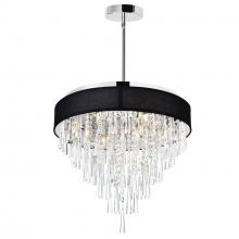  5523P22C (Black) - Franca 8 Light Drum Shade Chandelier With Chrome Finish