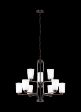  3128909EN3-710 - Franport transitional 9-light LED indoor dimmable ceiling chandelier pendant light in bronze finish