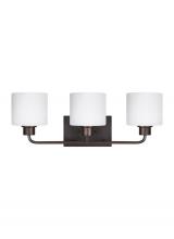  4428803EN3-710 - Canfield modern 3-light LED indoor dimmable bath vanity wall sconce in bronze finish with etched whi