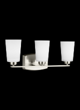  4428903EN3-962 - Franport transitional 3-light LED indoor dimmable bath vanity wall sconce in brushed nickel silver f