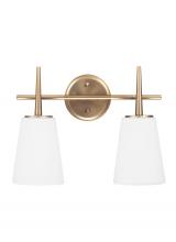  4440402EN3-848 - Driscoll contemporary 2-light LED indoor dimmable bath vanity wall sconce in satin brass gold finish