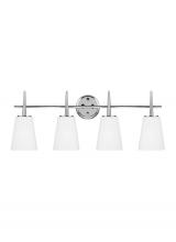  4440404EN3-05 - Driscoll contemporary 4-light LED indoor dimmable bath vanity wall sconce in chrome silver finish wi