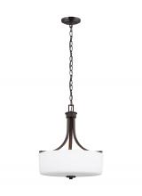  6528803EN3-710 - Canfield modern 3-light LED indoor dimmable ceiling pendant hanging chandelier pendant light in bron